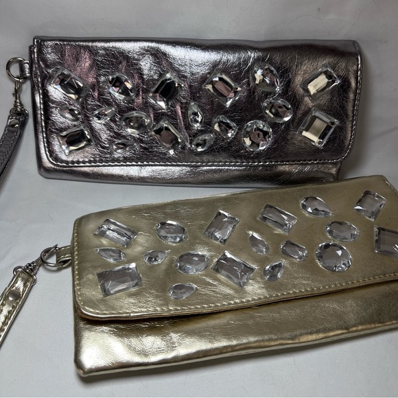 Gold and silver Metallic Crystal gems clutches - Picture 2 of 13